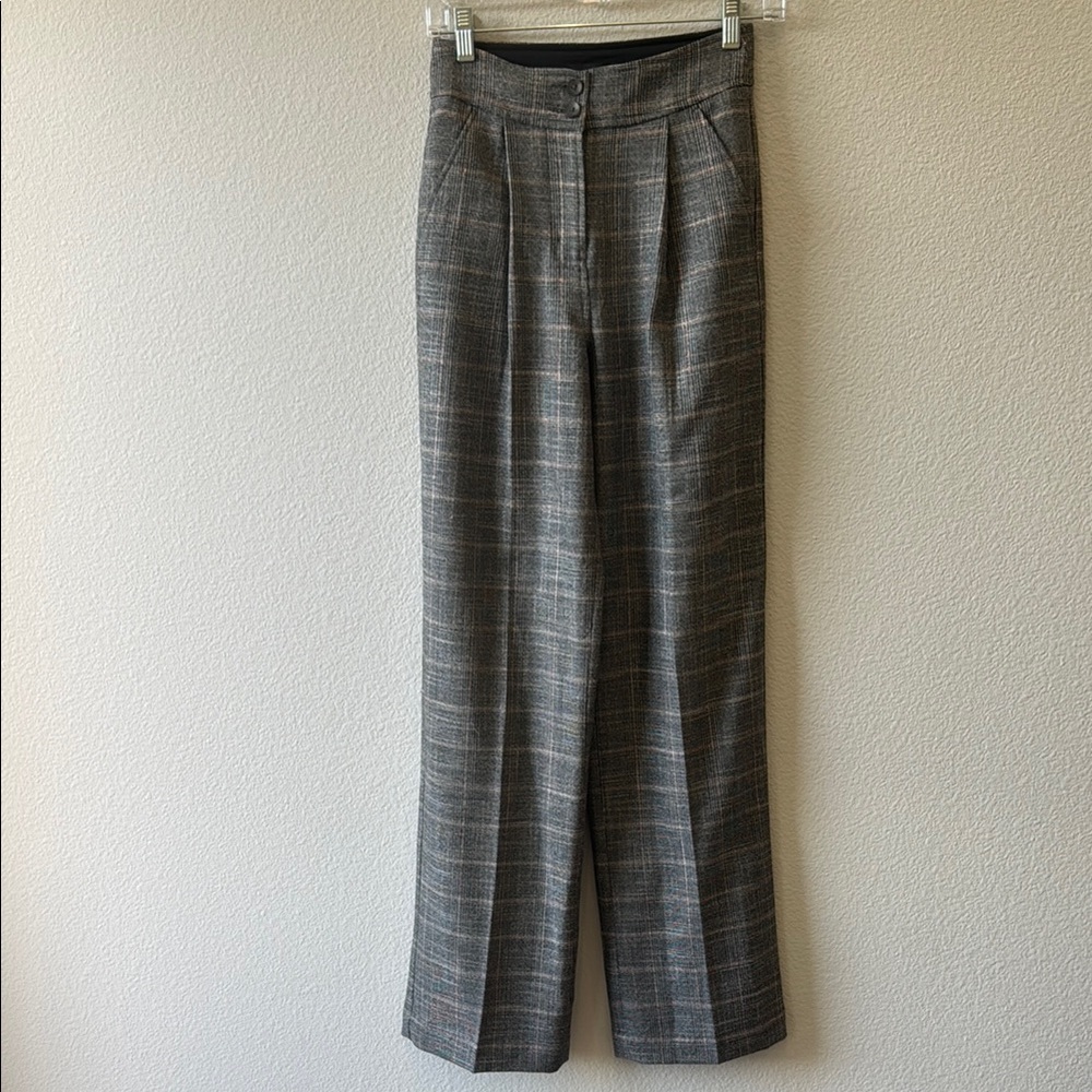 Express Women’s Super High Rise Wide Leg Plaid Trouser Pant Size 0